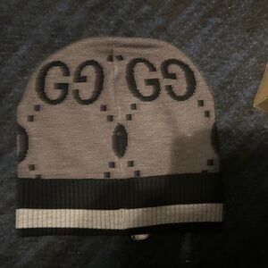 Designer Gray and Black Logo Beanie